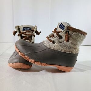 Sperry Kids Brown and Tan Duck Boots Size 10 On